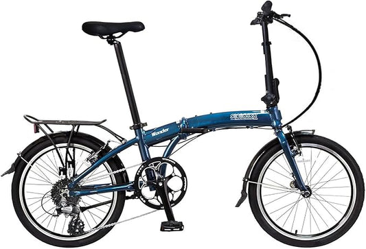 SOLOROCK 20" 8 Speed Aluminum Folding Bike - Wonder V Brakes, with Fenders & Alloy Rear Rack, Stainless Steel Spokes & Stainless Steel Fender Stays