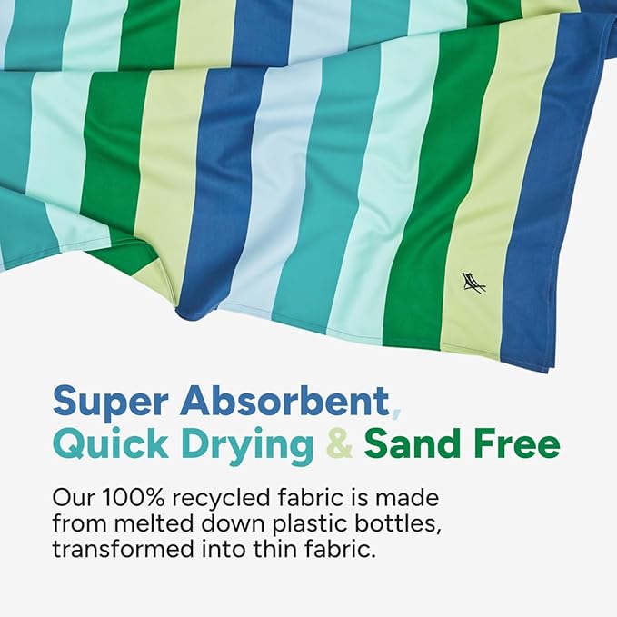 Dock & Bay Quick Drying Towel - for Sports & Gym - Compact, Lightweight - 100% Recycled - Includes Bag - Summer - Cool Lagoon, Extra Large (200x90cm, 78x35)