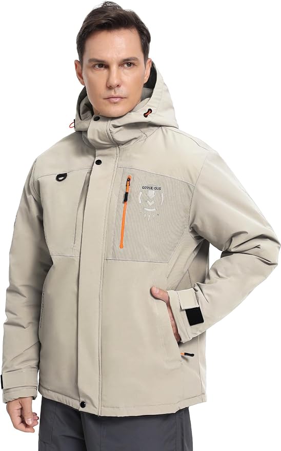 Men's Winter Jacket Waterproof Ski Snow Coat Windproof Snowboard Hooded Raincoats with Warm Graphene lining