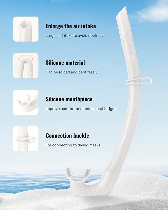 W WSTOO Adults Diving Snorkel Breathing Tube Silicone Flexible Foldable Snorkel Anti-Drop for Freediving Swim Training,Diving and Scuba Diving,Easy to Carry for Travel