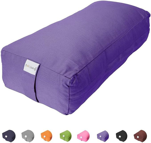 Sol Living Yoga Bolster Pillow Rectangular Meditation Cushion Cotton Meditation Accessories for Restorative Yoga Meditation Pillow Yoga Pillow Firm Body Pillow Bolster Pillow for Legs Removable Cover