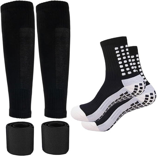 Men's Soccer Non Skid Ball Socks Anti Slip Grip Non Slip Socks, Shin Guard Sleeves, With Or Without Guard Straps for Football