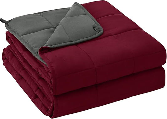 yescool Weighted Blanket for Adults (18 lbs, 60" x 80", Red Grey) Cooling Heavy Blanket for Sleeping Perfect for 110-130 lbs, Queen Size Breathable Blanket with Premium Glass Bead, Machine Washable