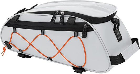 MOSISO Bike Rack Bag with 2 Removable Panniers, Waterproof Bike Trunk Cooler Storage Handbag Insulated Bicycle Rear Seat Pouch, Bicycle Storage Saddle Shoulder Bag Cycling Luggage Pouch, Silver