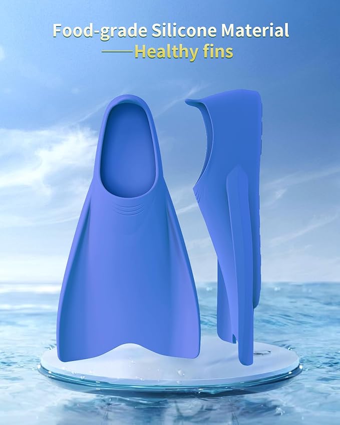 W WSTOO Streamlined Swimming Fins,Training Short Flippers,Silicone Swimming Flippers for Kids Adults Men and Women for Swimming Snorkeling and Diving