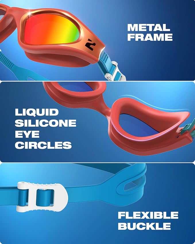 ZIONOR G1 Nava Super Anti-Fog Unisex Swim Goggles Mirror/Bright Smoke Lens