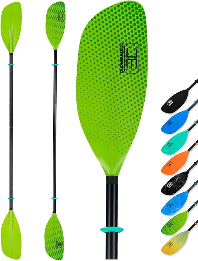 OCEANBROAD Kayak Paddle 86in/218cm, 90.5in/230cm Alloy Shaft 2-Piece Floatable Kayak Oar for Kayaking Canoeing Boating