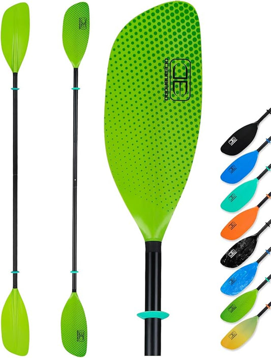 OCEANBROAD Kayak Paddle 86in/218cm, 90.5in/230cm Alloy Shaft 2-Piece Floatable Kayak Oar for Kayaking Canoeing Boating