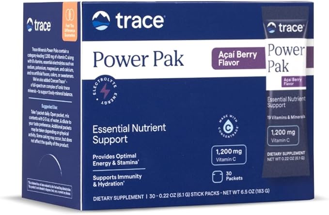 Trace Minerals Research Electrolyte Power Pak Acai Berry, 32 Count, 0.31 Ounce
