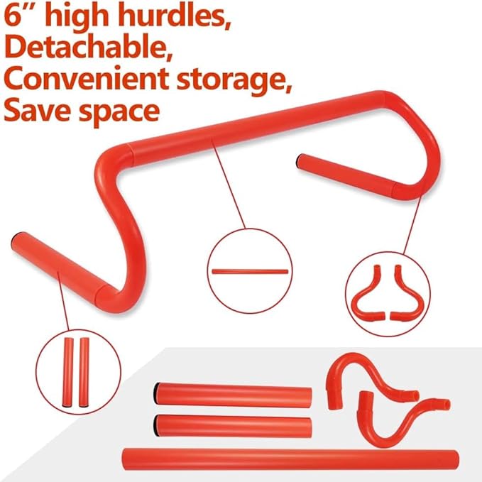 Speed & Agility Ladder Training Equipment Set, Includes 12 Rung 20ft Agility Ladder, 4 Agility Hurdles,12 Disc Cones, 1 Resistance Parachute for Training Football Soccer Basketball Athletes