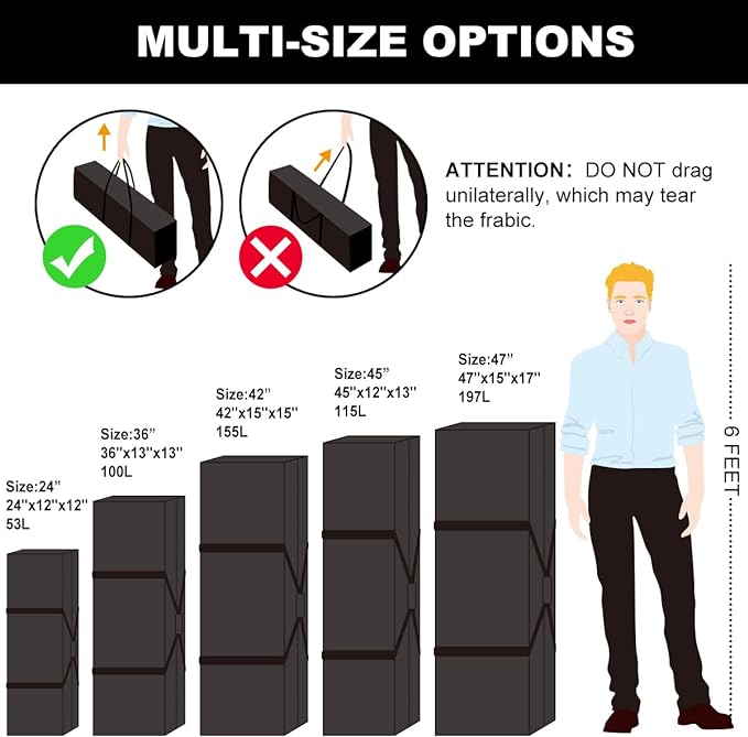 COOLBEBE 24" Sports Duffle Bag - 53L Travel Duffel Tote Bag with Upgrade Zipper Weekender Overnight, Durable & Water Resistant, Camping duffle (24” x 12” x 12”, Black)