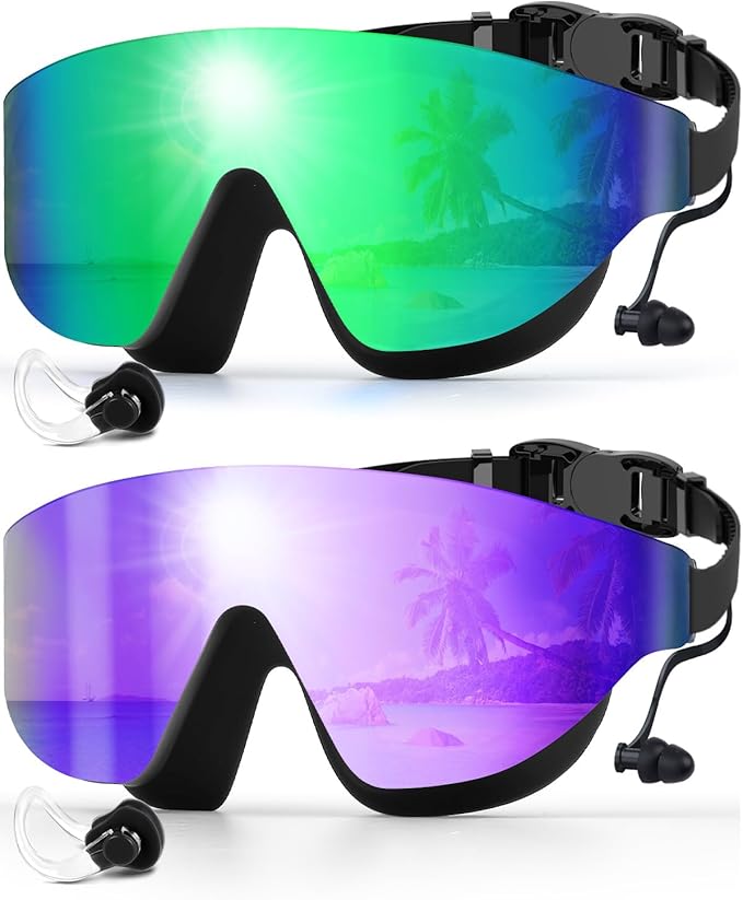 Swim Goggles, Frameless Wide View Swimming Goggles, Anti-Fog Anti-UV No Leaking Pool Goggles for Men Women Adult