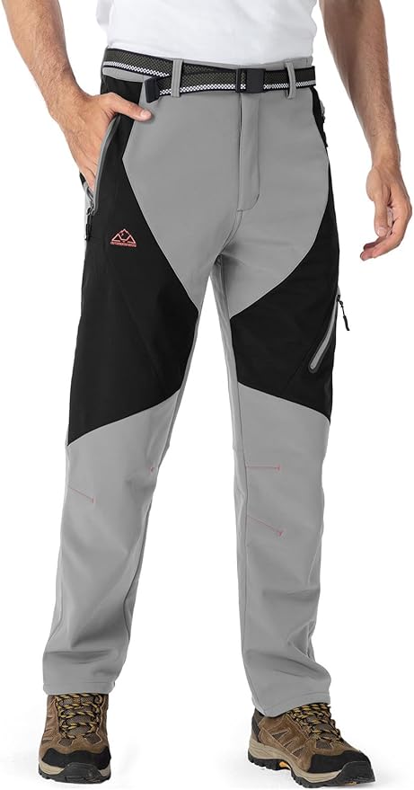 YSENTO Men's Fleece Lined Ski Snow Pants Winter Waterproof Softshell Insulated Hiking Cargo Pants