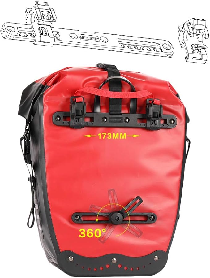 Rhinowalk Bike Bag Waterproof Bike Pannier Bag for Bicycle Cargo Rack Saddle Bag Shoulder Bag Laptop Pannier Rack Bicycle Bag Professional Cycling Accessories