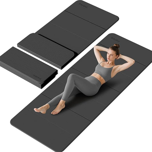 Foldable Yoga Mat - 10mm Extra Thick, 75"26" Non-Slip Exercise Fitness Mat | SGS Eco-Certified, Portable for Yoga/Pilates/Studio/Home Workout