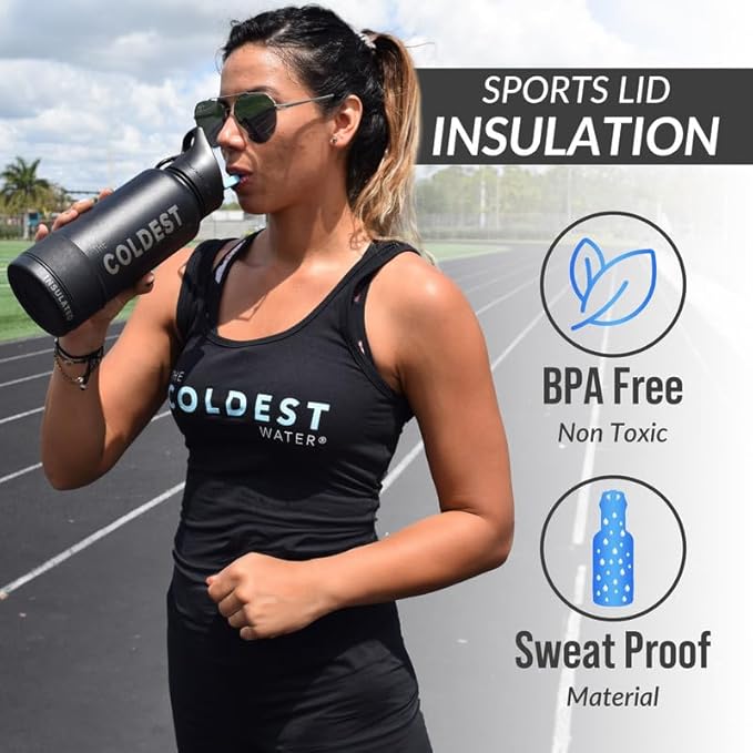 Coldest Insulated Water Bottle with Straw Lid - Stainless Steel Metal Insulated Bottle for Men & Women (Forever Pink Glitter, 32 oz)