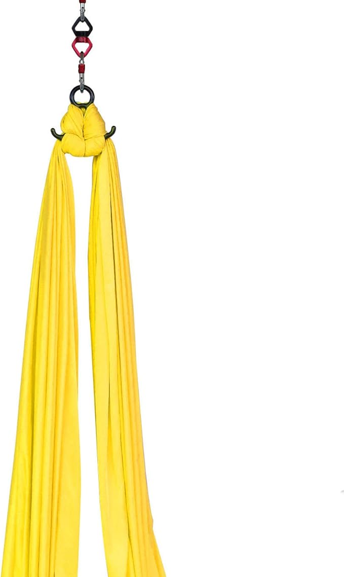 DASKING Aerial Silks Starter Kit - Durable 11Yards of Aerial Yoga Hammock with Hardware, Aerial Swing for Acrobatic Flying Yoga & All Levels (Aerial Rigging Point Up to 14ft)