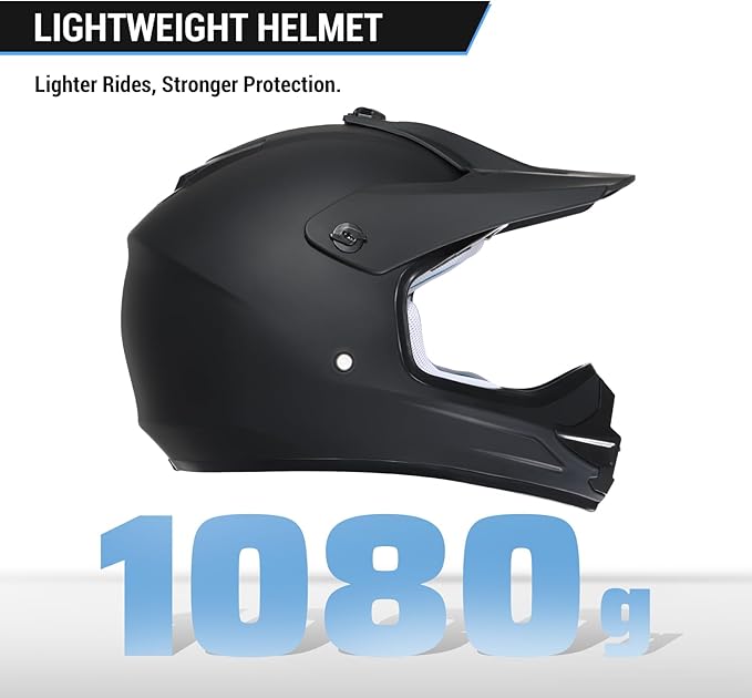 Youth Dirt Bike Helmet DOT Certified - Full Face Motorcycle Helmet for Off-Road, ATV, Street Riding, Includes Adjustable Goggles & Protective Gloves