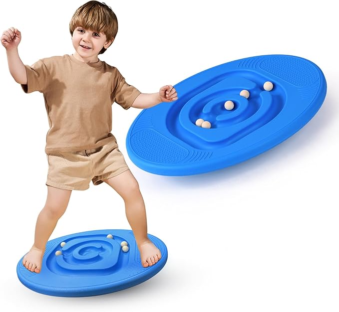 Balance Board for Kids with Maze - Plastic Wobble Board for Skiing Surfing Snowboard Training, Non-Slip Sensory Rocker Board for Toddlers 3-12, Core Strength Physical Therapy Equipment & Skateboard Balance Trainer