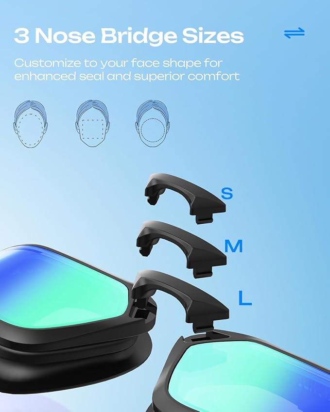 Swim Goggles, Unisex Adult Swimming Goggles for Men Women Youth - Anti Fog, Anti UV, No Leakage, HD Wider View