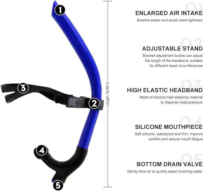 Snorkel Swim Training Practice Freestyle Learn to Swim for Pool Swimming and Open Water Snorkeling