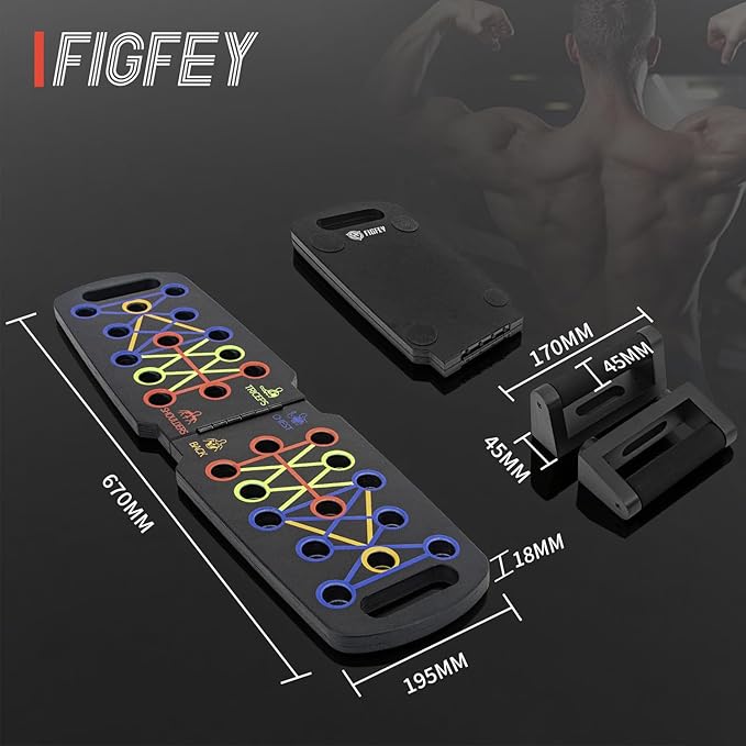 Wooden Portable Push up board, foldable fitness strength training pushup stand with solid bar grips, 2 handles for floor, professional push up training equipment for man and women