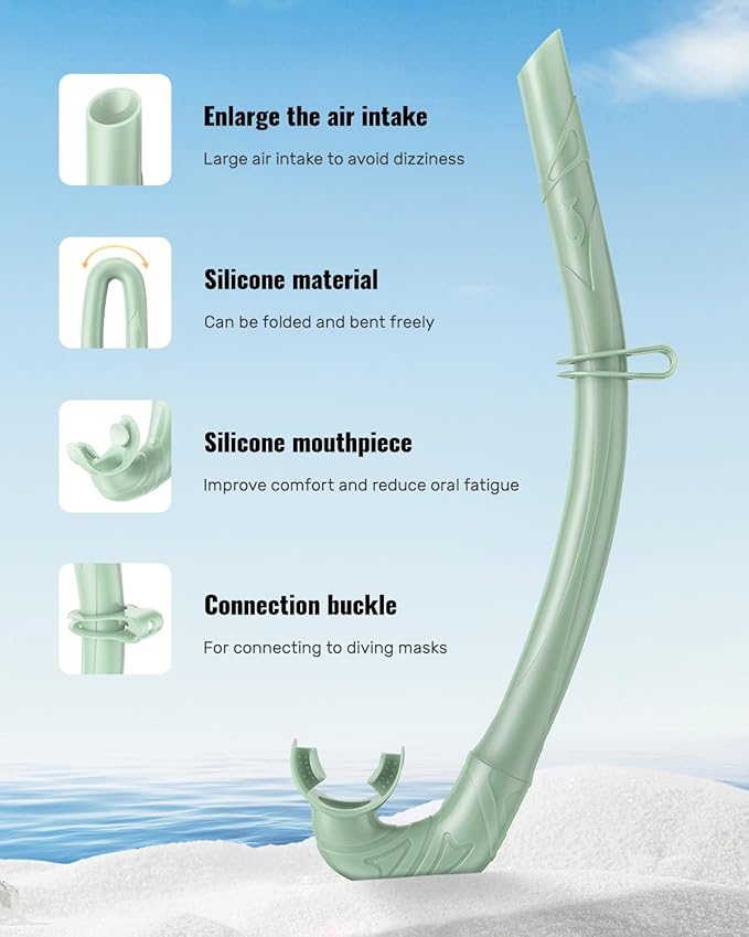 W WSTOO Adults Diving Snorkel Breathing Tube Silicone Flexible Foldable Snorkel Anti-Drop for Freediving Swim Training,Diving and Scuba Diving,Easy to Carry for Travel