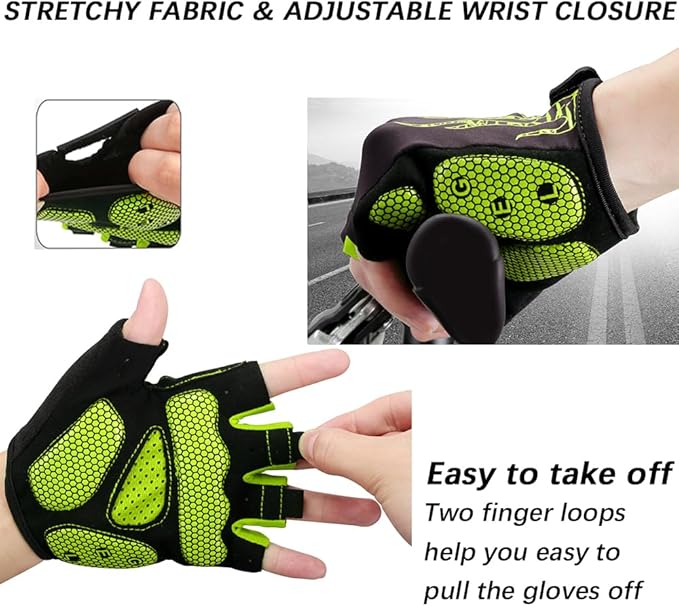 MOREOK Cycling Gloves Bike Gloves for Men/Women-[5MM Gel Pad] Half Finger Bicycle Biking Gloves for Cycling/Weight Lifting/Gym/Motorcycle/Rowing/Outdoor Sports