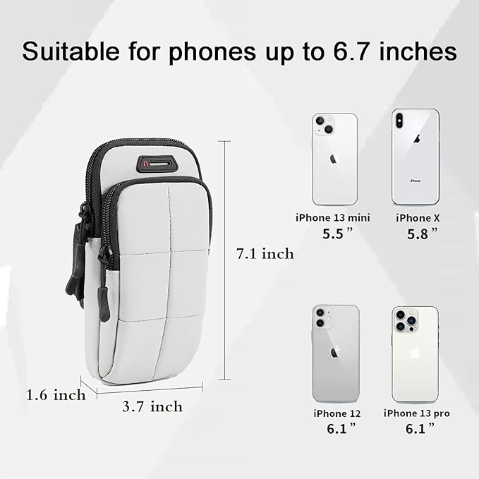 Phone Holder, Arm Bands for Workout, Use for Running, Walking, Hiking & Biking (Grayish White)