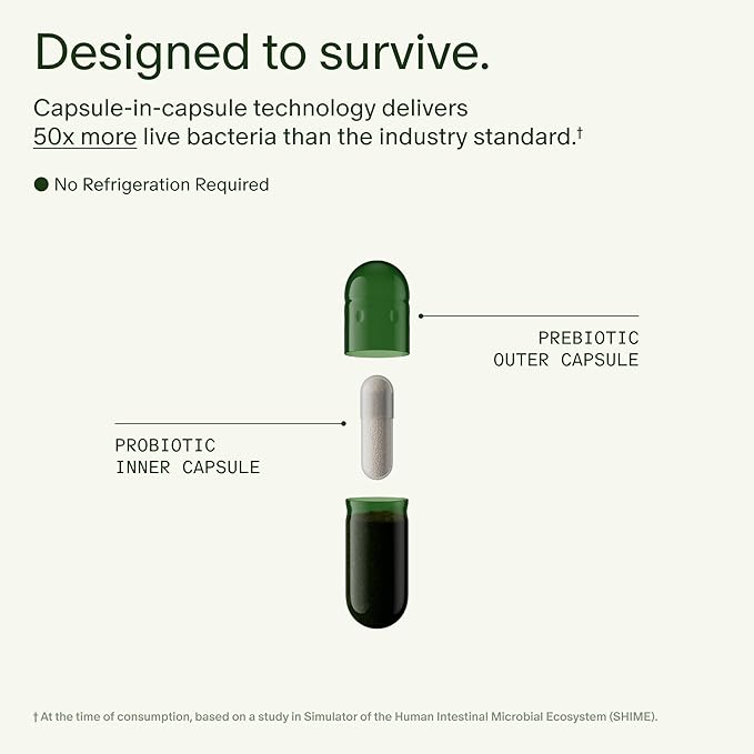 Seed DS-01 Daily Synbiotic - Prebiotic and Probiotic for Women & Men - Digestive Health, Gut Health, Immune Support, Bloating & Constipation Relief - Vegan & Shelf-Stable - 60 Capsules (30-Day Supply)