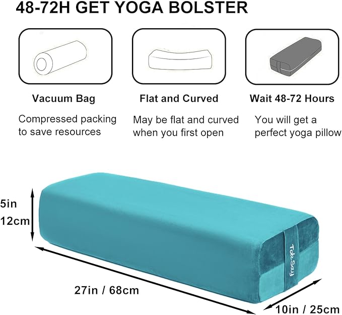 Rectangular Yoga Bolster Pillow, Meditation Pillow for Yin & Restorative Yoga, Filled with Wasted Sponge