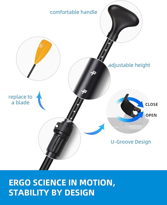 OCEANBROAD SUP Paddle - Adjustable Stand-Up Paddle for Paddleboard Kayak, Adjustable Aluminum Alloy Shaft with Reinforced Nylon Blades