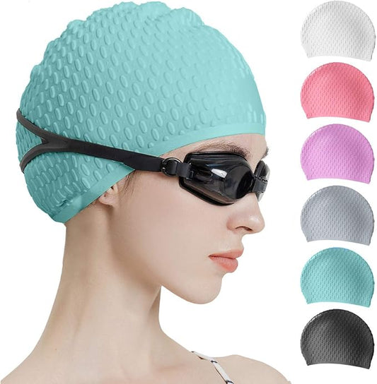 Tripsky Silicone Swim Cap,Comfortable Bathing Cap Ideal for Curly Short Medium Long Hair, Swimming Cap for Women and Men, Shower Caps Keep Hairstyle Unchanged…