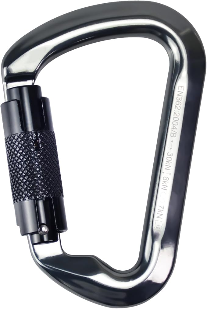 SEPEAK UIAA 30kN Climbing Carabiner Clips, Professional Heavy Duty Twist Locking Carabiners for Climbing,Mountaineering, Rappelling, Camping, Hiking, Swings, Large D Ring Hooks
