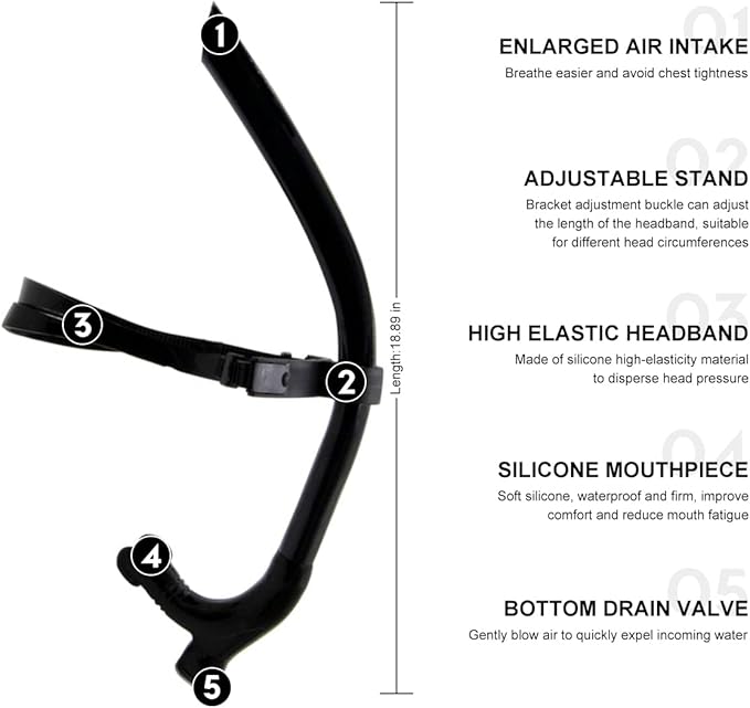 Snorkel Swim Training Practice Freestyle Learn to Swim for Pool Swimming and Open Water Snorkeling