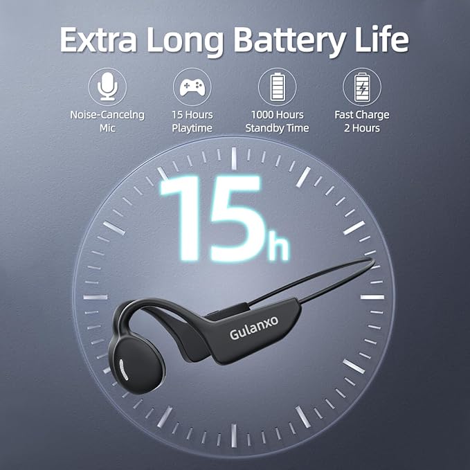 Open Ear Headphones, Open Wireless Earphones, 15HBluetooth Playback 5.3 Sports Earphones, Built-in Microphone, Suitable for Sports Running,Exercise (Black)