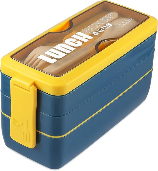 Iteryn Bento Box Lunch Box, 3-In-1 Compartment Containers - Wheat Straw, Leakproof Eco-Friendly Stackable Bento Lunch Box Meal Prep