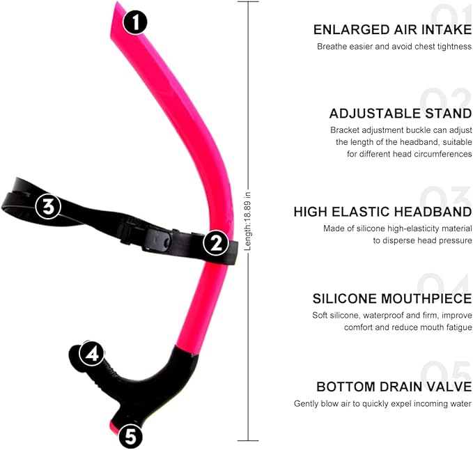 Snorkel Swim Training Practice Freestyle Learn to Swim for Pool Swimming and Open Water Snorkeling