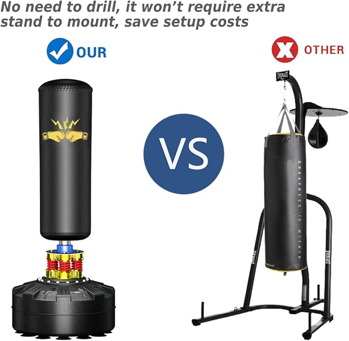 Punching Bag for Adults 70'', OKUGAFIT Freestanding Punching Bag for Adults -Suction Cup- Boxing Bag with Stand for MMA Muay Thai Fitness，Required Sand Refilling