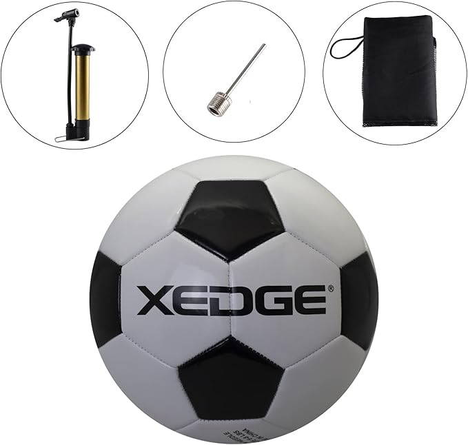 XEDGE Official Size Soccer Ball,Size 5 Training Ball for Girls,Boys,Youth Teenagers,Adults,Machine Stitched for Indoor Outdoor Play