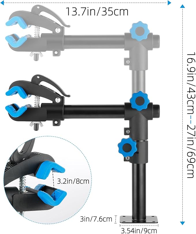 Urban Deco Bike Repair Stand Bench Mount Bike Stand Wall Mounted Bike Work Stand Bicycles Maintenance Rack Bike Clamp for Road Bike,Road Mountain Bike(27 inch)