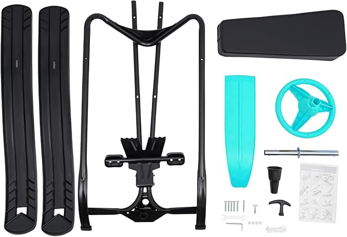 Snow Racer Sled with Steering Wheel and Brakes, Durable Steel Frame, Downhill Steerable Sled for 220 LBS Kids, Teenagers, Adults