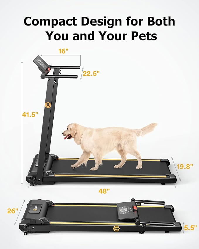 UREVO Treadmill with Desk Workstation, Walking Pad Treadmills for Home Office, Under Desk Compact Design Treadmill with HIIT Programs, Remote Control, LED Display