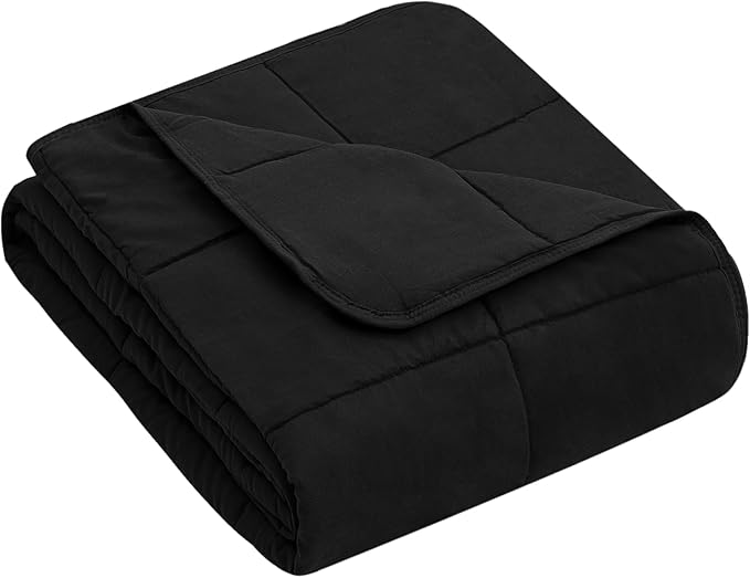 yescool Weighted Blanket (5 lbs, 36" x 48", Black) Cooling Heavy Blanket for Children Aged 5 and Above, 40-60 lbs, Breathable Blanket with Premium Glass Bead, Machine Washable