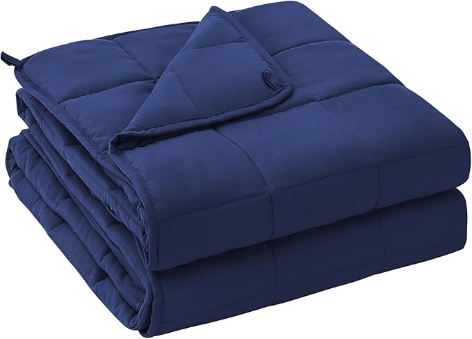 yescool Weighted Blanket for Adults (20 lbs, 60” x 80”, Blue) Cooling Heavy Blanket for Sleeping Perfect for 190-210 lbs, Queen Size Breathable Blanket with Premium Glass Bead, Machine Washable