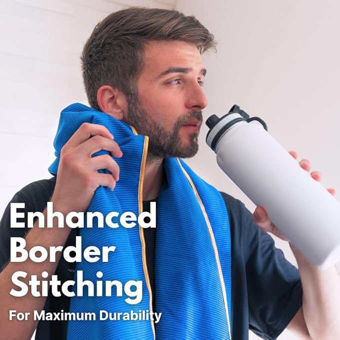 ECCOSOPHY Microfiber Beach Towel – Quick Dry Gym Towel, Highly Absorbent with Ribbed Texture, Lightweight – Ideal for Travel, Pool, Yoga, Fitness & Outdoor Adventures – 71x35 Navy