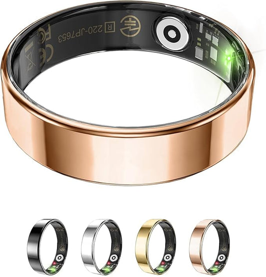 Fitness Tracker, Smart Ring for Women Men, Sleep Tracker Ring with 24/7 Heart Rate Monitor, Fitness Ring with Activity Tracker, Step Counter, Calorie Pedometer, No APP Fee, iOS Android (Rose Gold, 11)