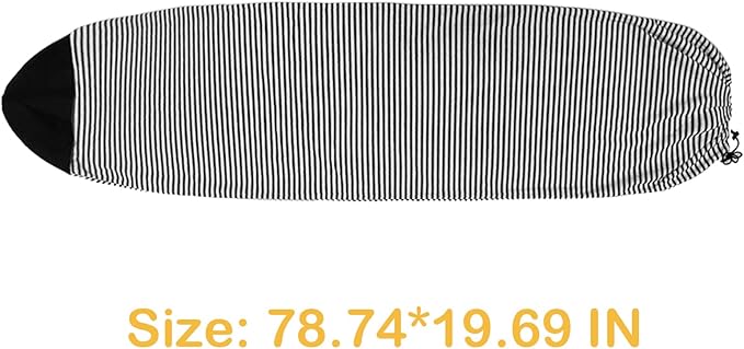 Surf Sock, Surfboard Sock Cover for Longboard Paddleboard Surf Board Sup Paddle Board, 6-8 FT Foot Quick Dry Stretch Surfboard Bag Sleeve with Drawstring Closure