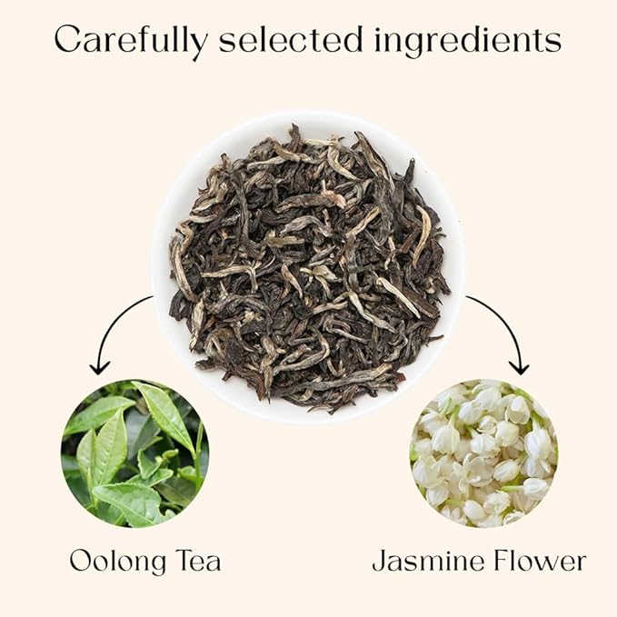 Blendart Jasmine Oolong Tea bags 100 Count | Oolong tea bags for weight loss | Premium High Mountain Oolong Tea leaves | Naturally Caffeinated Tea | Flower Scented Tea | Pyramid Tea bags