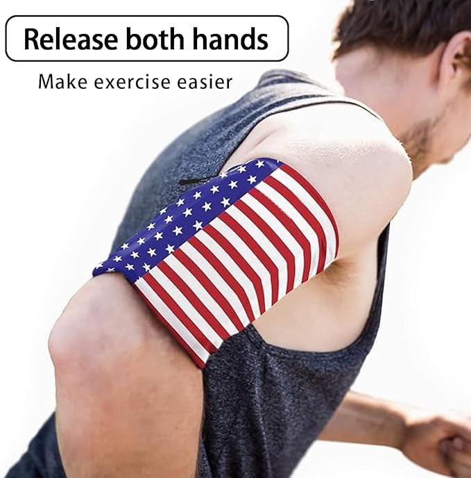Running Phone Armband for Men Women,Universal Arm Bands for Phones Below 7.5 Inches,Waterproof Cell Phone Armband for Hiking,Running,Cycling,Climbing(Star Stripes L)